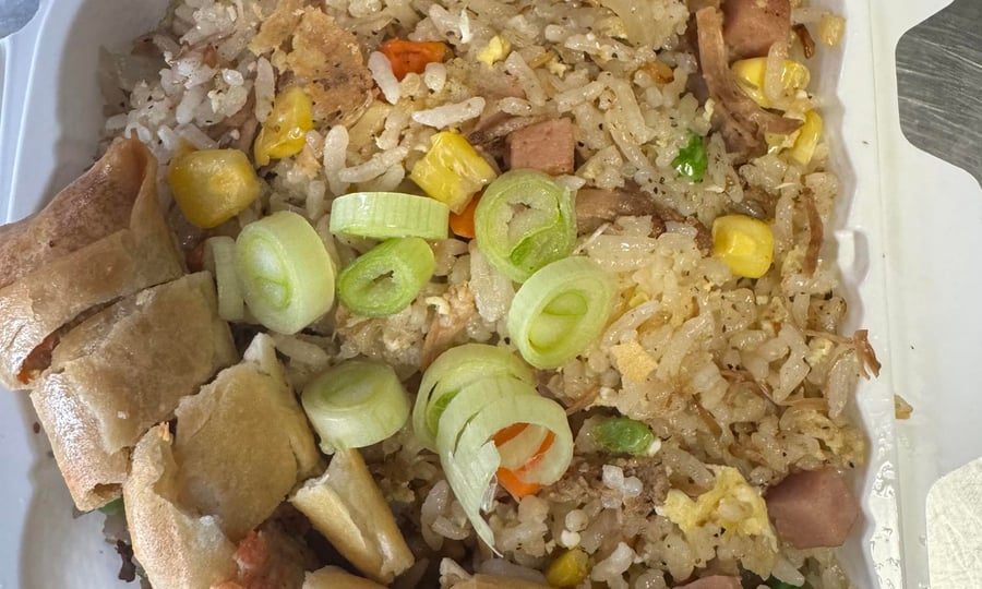 Adobo-loaded garlic fried rice